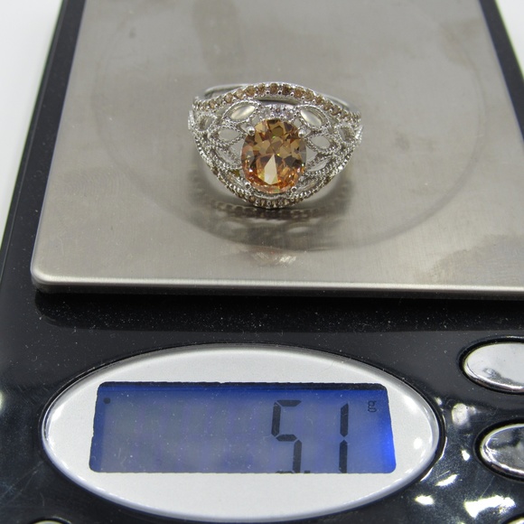 Vintage Size 9.5 Sterling Yellow CZ Diamond Ring - Picture 7 of 7